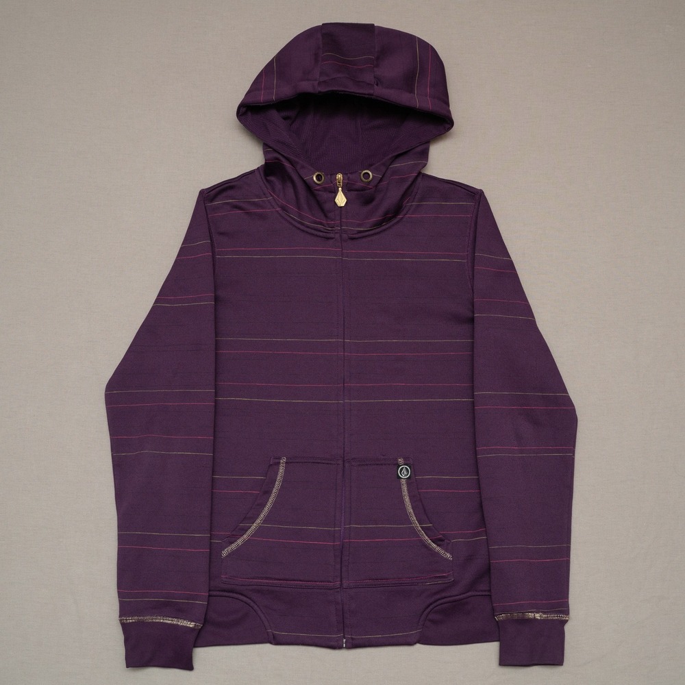 Y2k 2000s Womens Purple‎ Volcom Snowboarding Hoodie Gold Hardware Womens Med